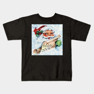 Christmas Vintage Santa Naughty or Nice List Gift Graphic Design, Many Products Available Kids T-Shirt